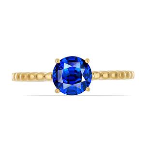 Anillo de Zafiro Azul con Corte Brillante Redondo en Oro Blanco de 18K para Boda o Regalo, Anillo de Gema con Corte Elegante de Provence Jewelry - Product Image 1