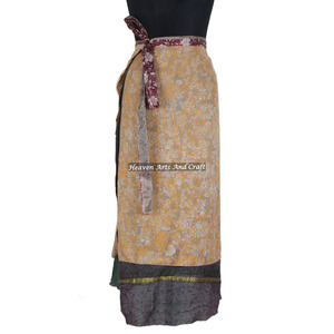 Falda Sarong Reversible de Doble Capa para Mujer, Falda Larga de Seda Mágica Reversible de 2 Capas, Vestido Envolvente de Seda - Product Image 5