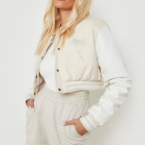 Nouvelle Arrivée 2026 – Blouson Varsity Court Femme Personnalisé avec Logo OEM, Haute Qualité, Manches Longues, Vente Chaude - Product Image 3