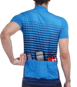 Ropa Deportiva al por Mayor, Jersey de Ciclismo Ajustado y Elástico, Color Azul, con Cierre, para Hombre - Product Image 4