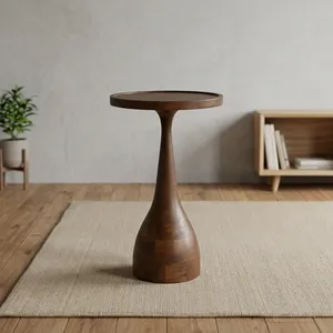 Modern Handmade <b>Round</b> Wooden <b>Side</b> <b>Table</b> Midcentury Design Living Room Furniture - Product Image 4