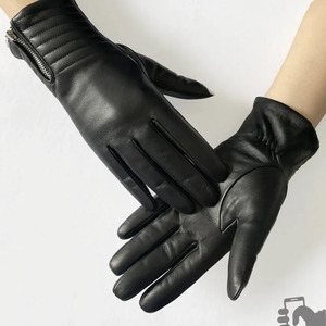 Soft Smooth Leather Driving <b>Gloves</b> Button Design Adjustable Wristband Breathable <b>Touchscreen</b> Winter Multi-Color Fashionable - Product Image 1