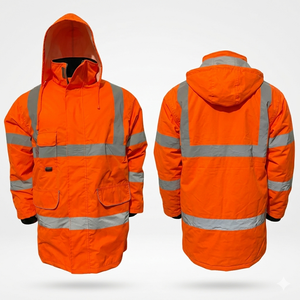 Chaqueta de Seguridad de Invierno Impermeable y Transpirable de Alta Visibilidad con Cuello Alto, Chaqueta Bomber de Secado Rápido, Resistente al Viento, Personalizable - Product Image 3