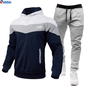 Trajes deportivos personalizados con etiquetas y estampados para hombre, sudadera con capucha y pantalones de patchwork, ropa deportiva gruesa y cálida para otoño e invierno - Product Image 1