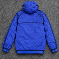 Blouson matelassé bleu à capuche pour homme, coupe-vent, décontracté, hiver, fermeture éclair, col montant, coupe régulière, rembourrage épais en polyester