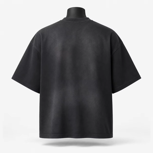 Oversize Cropped Blank T-Shirt Men Essential Acid Washed <b>Plain</b> <b>Black</b> Summer Streetwear Cotton Custom Logo <b>Tshirt</b> - Product Image 4