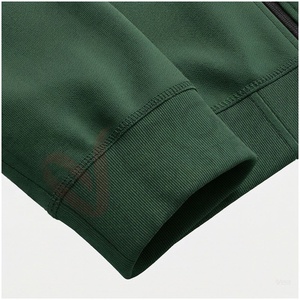 Conjunto Deportivo Verde para Hombre, Manga Larga, Cuello Alto, Cierre de Cremallera Frontal, Color Sólido, Transpirable, Corte Regular, Ropa Casual de Otoño - Product Image 6