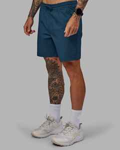 Shorts décontractés pour hommes en polyester tissé 100 % bleu marine à séchage rapide, taille mi-haute avec cordon de serrage – Shorts personnalisés pour hommes, vente en gros - Product Image 3
