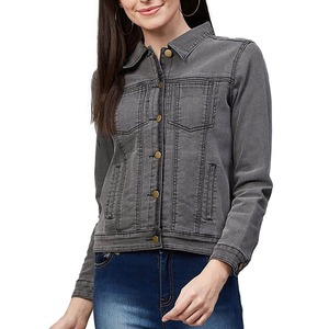 Custom Breathable Quick-Wear <b>Lightweight</b> Almond Brown <b>Denim</b> <b>Jacket</b> with Button Closure for Women Autumn Season Knitted Finished - Product Image 6