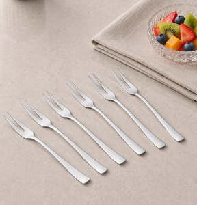 Ensemble d'ustensiles de table en acier inoxydable à deux dents pour fruits, finition miroir argentée, pour desserts et fêtes - Product Image 5
