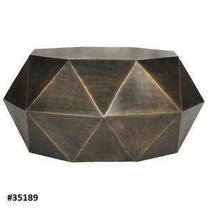 Table basse ronde en promotion, plateau de qualité supérieure en métal plaqué or avec support noir, tables basses et d'appoint. - Product Image 6