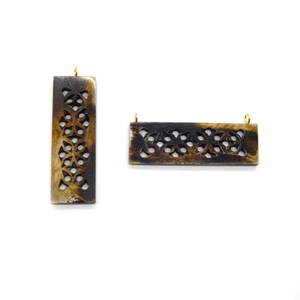 Colgante de Barra Cuadrada de Hueso de Buey Natural Hecho a Mano con Filigrana: Cuentas Rectangulares Focales de 65mm - Product Image 2