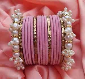 Indian Style Trendy Pearl Churiya <b>Bangle</b> <b>Set</b> Wedding Latest Design Handmade Copper Alloy Bridal <b>Bangles</b> for Women - Product Image 6