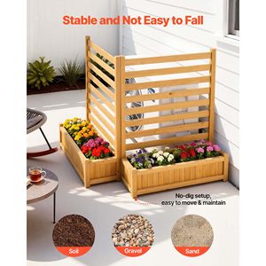 Paravent d'extérieur en bois massif à 2 lames, 36 x 45 pouces, clôture pour climatiseur, 2 jardinières, treillis de clôture en bois - Product Image 4