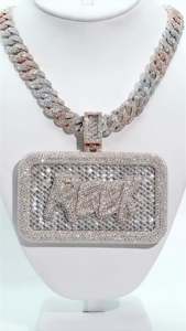Custom Zig Zag Emerald Cut Lab Grown Diamond <b>Pendant</b> 925 Sterling <b>Silver</b> VVS1 Iced Out Hip Hop Personalized Name Statement Charm - Product Image 3