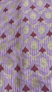 Banarasi Zari 100% Polyester Brocade <b>Fabric</b> MEENA <b>STRIP</b> Waterproof Florals - Product Image 3