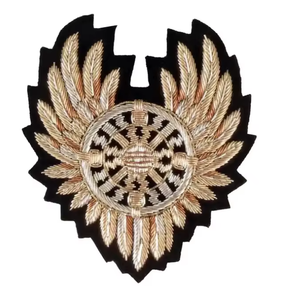 Indian Luxury Custom Embroidered Bullion <b>Wire</b> Badges High Quality 3D Raised Effect Water Resistant Eco-Friendly Handmade - Product Image 2