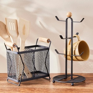 Modern Black Metal Mug Tree Holder Stand With Multiple Hooks Mesh Base Freestanding Coffee Cup Hanging Storage <b>Rack</b> <b>Kitchen</b> <b>Rack</b> - Product Image 2