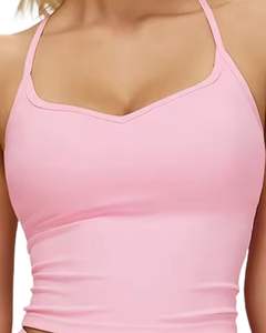 <b>Women</b> Light Pink White Contrast Sports Bra & High Waist <b>Leggings</b> Set Stretch Yoga Fitness Gym Workout Wear Custom OEM Wholesale - Product Image 3