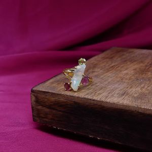 Wedding Wear 925 Sterling <b>Silver</b> Gold Plated Jewelry <b>Opal</b> Tourmaline Tsavorite Gemstone Women Wear Classic <b>Ring</b> - Product Image 5