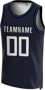 Camiseta de Baloncesto Personalizada Azul Marino de Manga Corta para Hombre, Uniforme Deportivo de Malla de Secado Rápido, Diseño de Cuello Redondo con Parte Delantera Lisa, 100% Algodón - Product Image 5