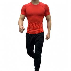 เสื้อยืดออกกำลังกายผู้ชาย สีแดง แขนสั้น ทรงปกติ แห้งเร็ว สปอร์ต คอกลม เสื้อสำหรับออกกำลังกาย ผ้าโมดอล กันยับ - Product Image 2