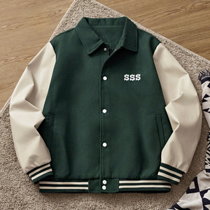 High Quality Leather Sleeve Wool <b>Varsity</b> <b>Jacket</b> Custom Logo Embroidery <b>Men</b> Heavyweight Collage <b>Bomber</b> <b>Varsity</b> <b>Jacket</b> - Product Image 1