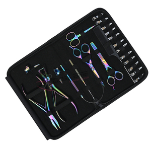 Rainbow Hair Extension tools Application Kit with Flat Beads Crimper Removal Tool Barber Cutting Thinning Scissor Loop Tool Set - Product Image 1