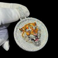 Pendentif Tête de Tigre de Luxe ZAWO HOUSE en Argent 925 avec Micro-Incrustation de Moissanite, Breloque Thème Animal, Cadeau Unisexe