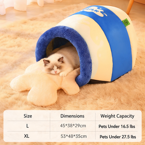 Cama para Gatos con Forma de Jarra de Leche, Cueva Cálida de Felpa para Mascotas, Nido Semi-Cerrado para Dormir en Invierno, para Perros Pequeños y Cachorros, con Cojín Suave Extraíble - Product Image 6