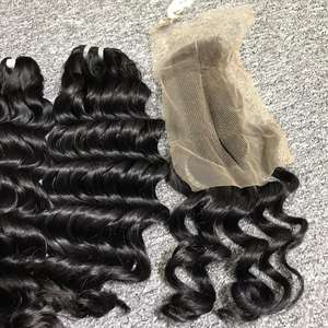 Extensiones de cabello virgen 100% de alta calidad, cierre de onda profunda, gran stock, venta al por mayor, cabello crudo vietnamita en color claro - Product Image 4