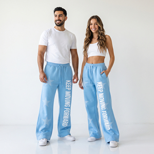 Pantalones de chándal unisex personalizables, casuales, 100% algodón, de peso pesado, estampados, de corte holgado, de pierna ancha, de forro polar para hombre y mujer - Product Image 1
