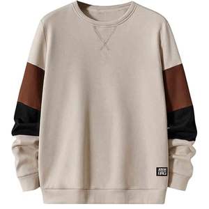 เสื้อสเวตเชิ้ตคอกลมผู้ชาย ผ้าฝ้าย 100% สำหรับฤดูหนาว ปักลาย โอเวอร์ไซส์ คัลเลอร์บล็อก แขนยาว สวมใส่สบายๆ สำหรับทุกวัน - Product Image 5