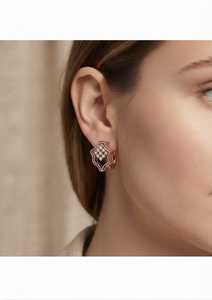 Boucles d'oreilles clous en or massif 18 carats, ton or rose, diamant texturé, taille marquise, avec certification IGI, pierre ronde, bijoux pour femme - Product Image 4