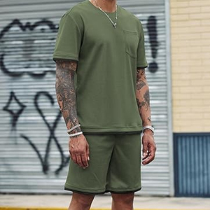 Conjunto de Ropa Urbana para Hombre, Fabricante de Pantalones Cortos Cargo de Algodón y Camisetas, Suministro al por Mayor OEM ODM - Product Image 3