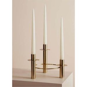 Candélabre moderne en métal doré de style nordique, porte-bougie conique à 3 niveaux en laiton pour centre de table de mariage, support de bougie géométrique minimaliste - Product Image 1