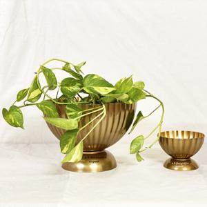 Vases décoratifs modernes en métal côtelé noir mat écologiques, ensemble de bols pour plantes succulentes d'intérieur et d'extérieur - Product Image 4