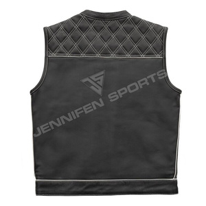Mens Genuine Leather Motorcycle <b>Vest</b> For Men Black Diamond Stitched Concealed Carry Biker <b>Vest</b> Customized Leather Jackets - Product Image 3