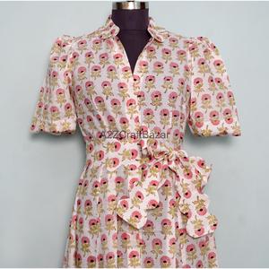 Nuevo Vestido Midi de Verano para Mujer, Estilo Bohemio, Hecho a Mano en India, con Estampado Floral Digital, de Algodón Puro, Tejido, Ecológico, con Encaje, Superventas - Product Image 6