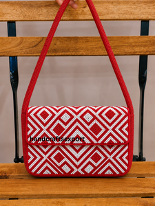 Bolso de Hombro con Cierre Magnético, Bordado a Mano en Rojo y Blanco, con Cuentas, para el Día de San Valentín, para Mujer, Venta al Por Mayor - Product Image 1