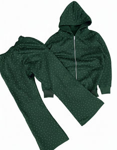 Conjuntos Deportivos de Color Sólido para Adultos con Pedrería, 100% Algodón, Ropa Casual de Calle, Último Diseño para Hombre - Product Image 2