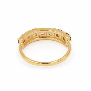 Bague demi-éternité en argent sterling 925 avec sept pierres de tourmaline multicolores, serties à griffes, plaquée or et rhodium - Product Image 5