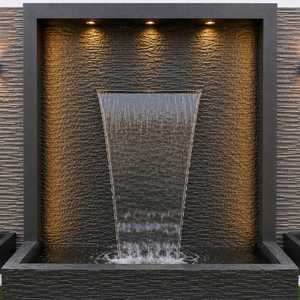 Fontaine murale rectangulaire en marbre sur mesure, cascade à trois lames, moderne, pour l'intérieur et l'extérieur, pour hôtels et centres de villégiature - Product Image 2
