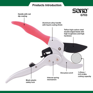 Tijeras de podar segmentadas industriales SONO G703 de alta calidad con revestimiento de PTFE, mango de aluminio y empuñaduras de PVC - Product Image 2