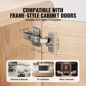 Cerniere per Mobili, Confezione da 50, Cerniere a Scomparsa per Ante di Armadi da Cucina, Apertura a 100°, Chiusura Ammortizzata - Product Image 2