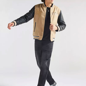 Custom <b>Lakers</b> <b>Jacket</b> Men Varsity <b>Jacket</b> with Leather Sleeves Winter Autumn Letterman <b>Jacket</b> Embroidery Patch Logo Ready OEM/ODM - Product Image 1