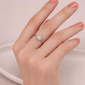 แหวนเพชรหมั้นทรง Asscher 1 กะรัต และทรงกลม 0.06 กะรัต ทองคำแท้ 10K 14K 18K สีทอง ความใส E Clarity VVS เครื่องประดับชั้นดี - Product Image 6