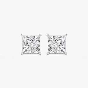 Pendientes de Diamantes Cultivados en Laboratorio con Corte Princesa, Engaste Invisible con Diamantes Rectangulares y Redondos, Joyería Elegante para Mujer - Product Image 6