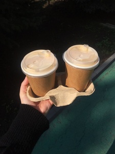 Premium <b>Disposable</b> Beverage Carrier Tray 2 <b>Cup</b> Molded Pulp Holder for Hotels Cafes and Restaurants Tray for Food Industry Use - Product Image 3
