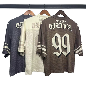 เสื้อยืดคอกว้างทรงบ็อกซี่ผู้ชายแบบ OEM/ODM ราคาถูก ผลิตจากโพลีเอสเตอร์ 100% แห้งเร็ว แขนสั้น พิมพ์ลายสกรีน เสื้อเจอร์ซีย์ตาข่าย - Product Image 6